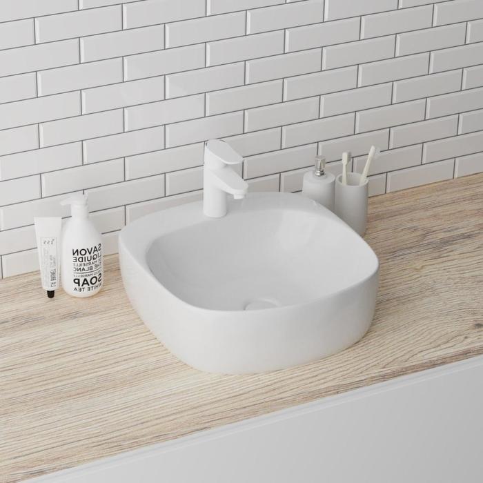 фото Раковина grossman gr-3028, квадратная, 420 х 415 мм, белый