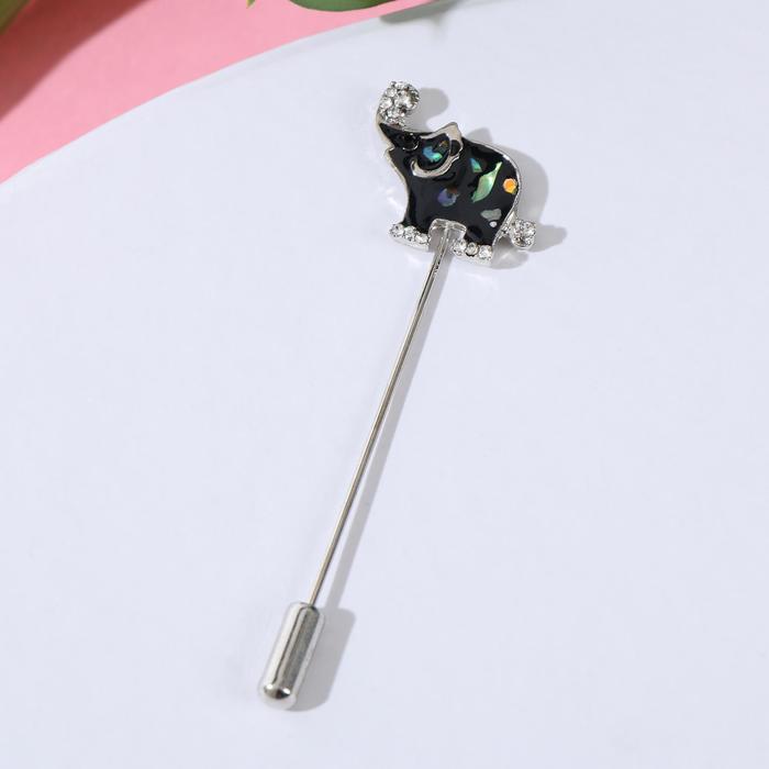 Булавка "Галиотис" слоник, 7см, цвет чёрный в серебре 
Булавка "Галиотис" слоник, 7см, цвет чёрный в серебре