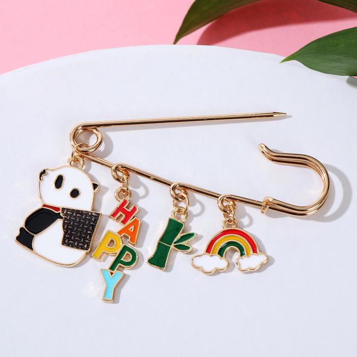 Булавка "Панда счастливая", 7см, цветная в золоте 
Булавка "Панда счастливая", 7см, цветная в золоте