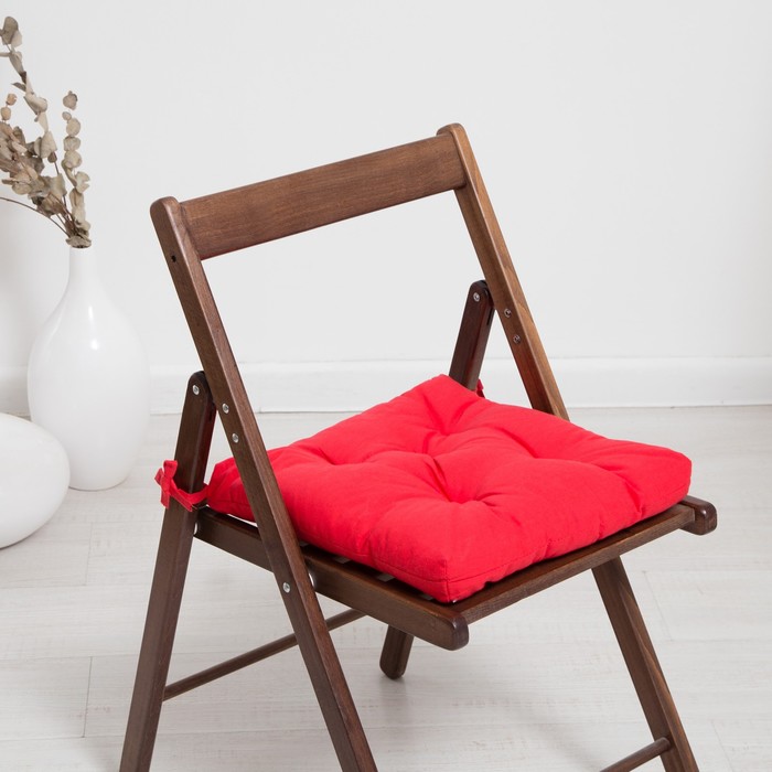 фото Набор подушек для стула 35х35см 2шт, цв. красный, бязь, холлофайбер адель