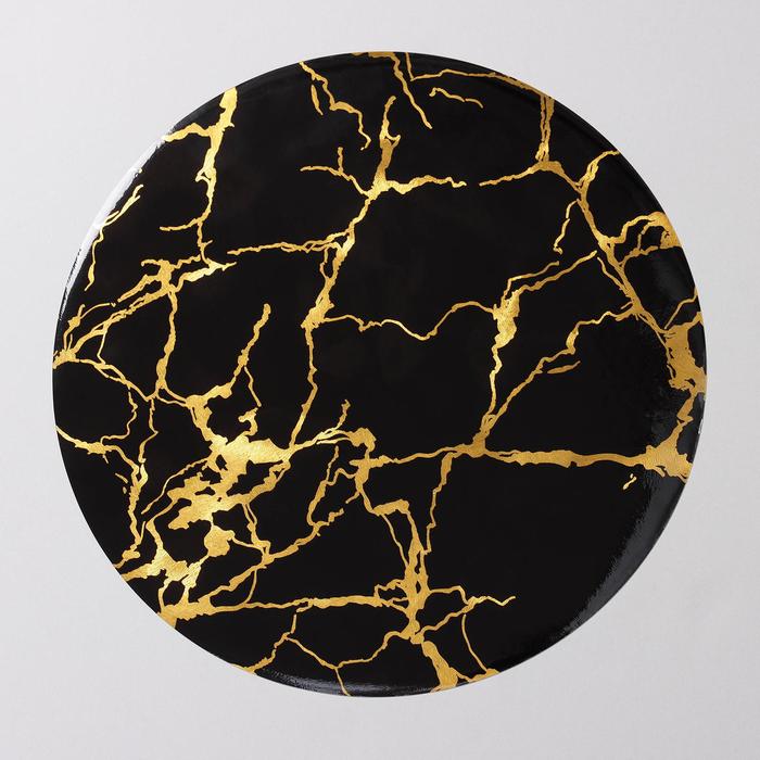 фото Салфетка сервировочная на стол «мрамор», d=38 см, цвет чёрный