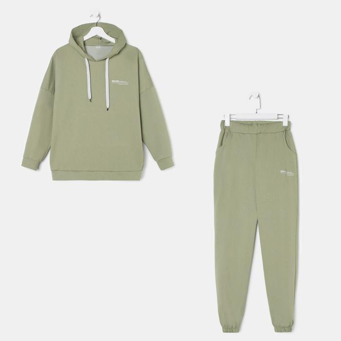 фото Комплект (толстовка/брюки) женский бентли оливковый, р-р 46 serenada