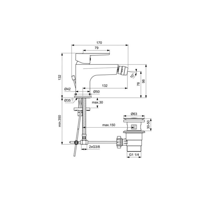 Смеситель для биде Ideal Standard CERAFINE BC498AA, однорычажный, излив 132 мм, хром
Смеситель для биде Ideal Standard CERAFINE BC498AA, однорычажный, излив 132 мм, хром