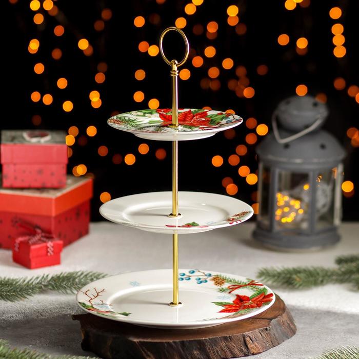 Блюдо 3-х ярусное Magistro «Новый год. Пуансеттия», d=15/18/23 см 
Блюдо 3-х ярусное Magistro «Новый год. Пуансеттия», d=15/18/23 см