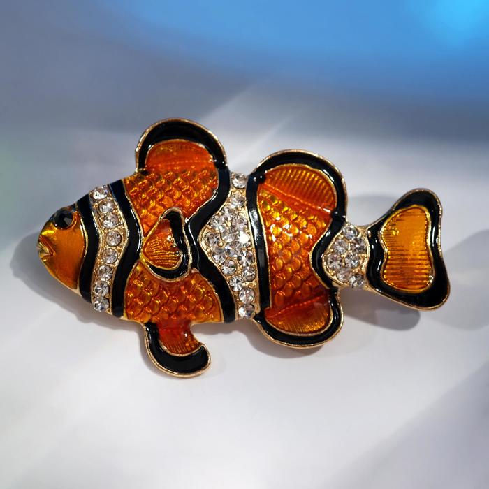 Брошь "Рыба-клоун", цвет оранжево-белый в золоте 
Брошь "Рыба-клоун", цвет оранжево-белый в золоте