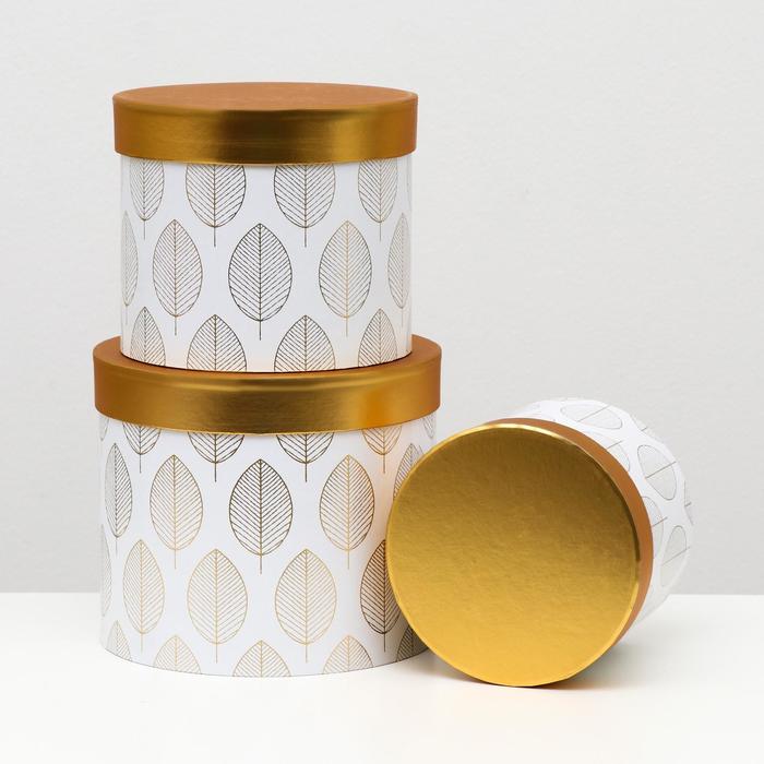 Набор круглых коробок 3 в 1 "Золотой Лист" , 23 x 19.5 - 17 x 14 см 
Набор круглых коробок 3 в 1 "Золотой Лист" , 23 x 19.5 - 17 x 14 см