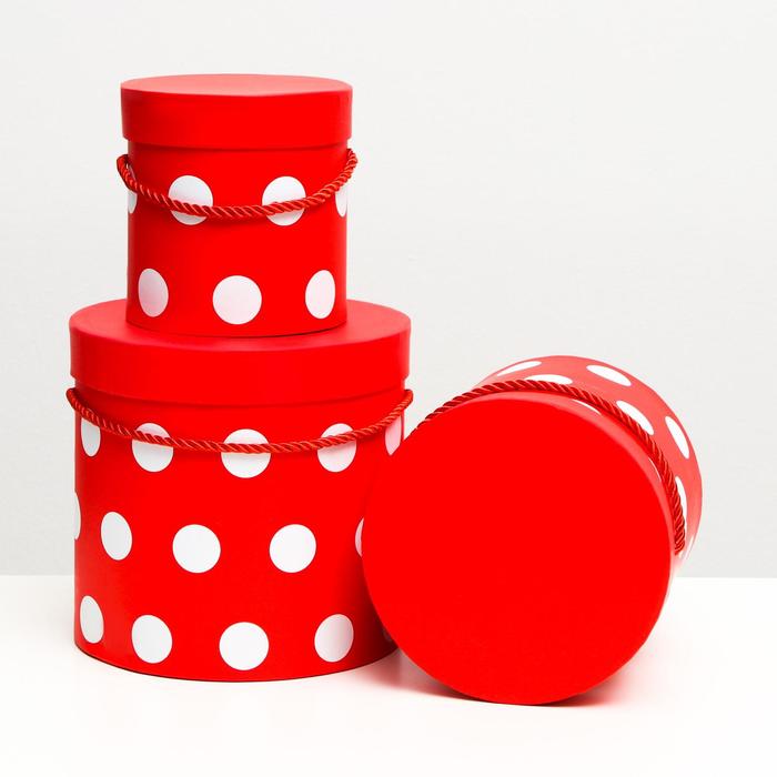 Набор круглых коробок 3 в 1 "Красный горошек", 18 x 17.2 - 12 x 12.2 см
Набор круглых коробок 3 в 1 "Красный горошек", 18 x 17.2 - 12 x 12.2 см