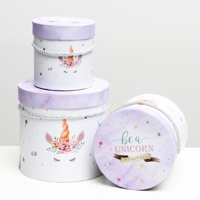 Набор круглых коробок 3 в 1 "Единорог", 18 x 18 x 17 - 13,5 x 13,5 x 13,5 см
Набор круглых коробок 3 в 1 "Единорог", 18 x 18 x 17 - 13,5 x 13,5 x 13,5 см