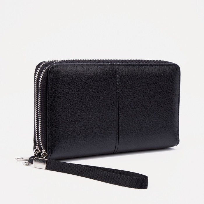 Портмоне мужское, 2 отдела на молниях, цвет чёрный 
Портмоне мужское, 2 отдела на молниях, цвет чёрный