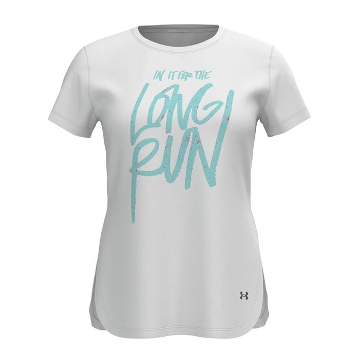 фото Футболка женская ua long run graphic ss, размер 42-44 (1365656-100) under armour