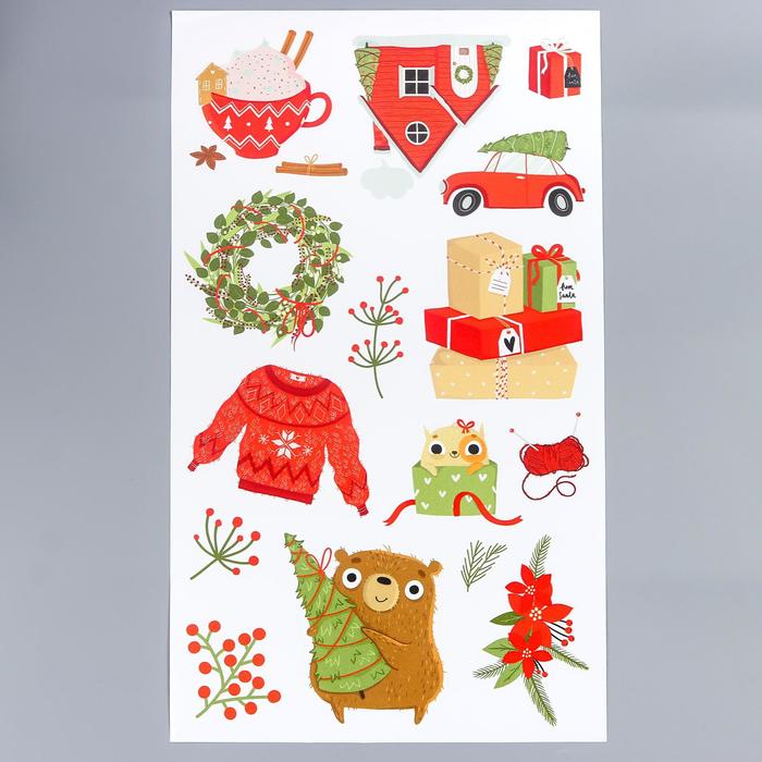 Декоративная наклейка "Новогодний декор" белый фон 30х50 см 
Декоративная наклейка "Новогодний декор" белый фон 30х50 см