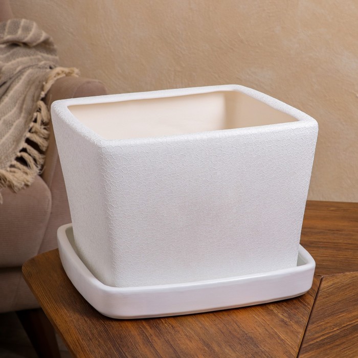 Горшок для цветов "Квадрат", белый, шелк, 14 л 
Горшок для цветов "Квадрат", белый, шелк, 14 л