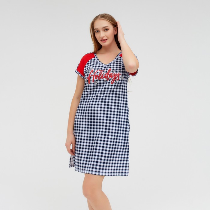 Ночная сорочка женская, цвет красный/клетка, размер 44 
Ночная сорочка женская, цвет красный/клетка, размер 44