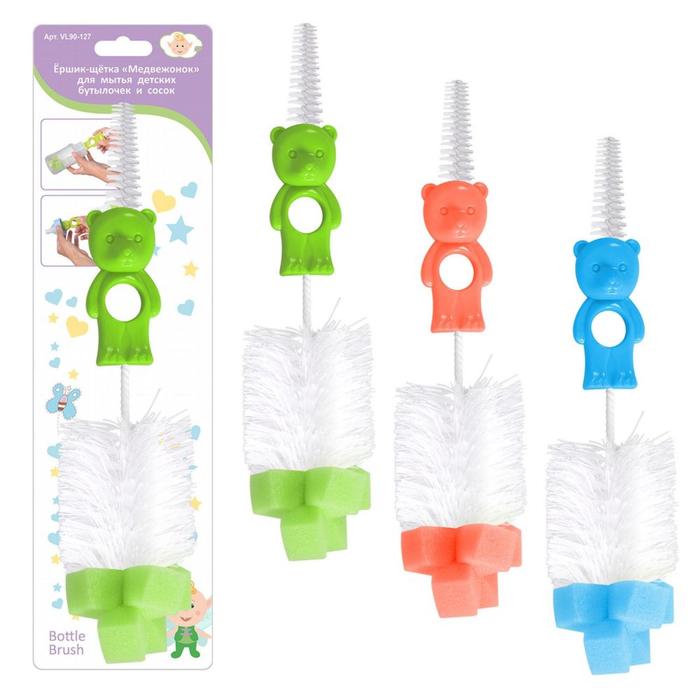 Ёршик-щетка «Медвежонок» для мытья детских бутылочек, цвет МИКС
Ёршик-щетка «Медвежонок» для мытья детских бутылочек, цвет МИКС