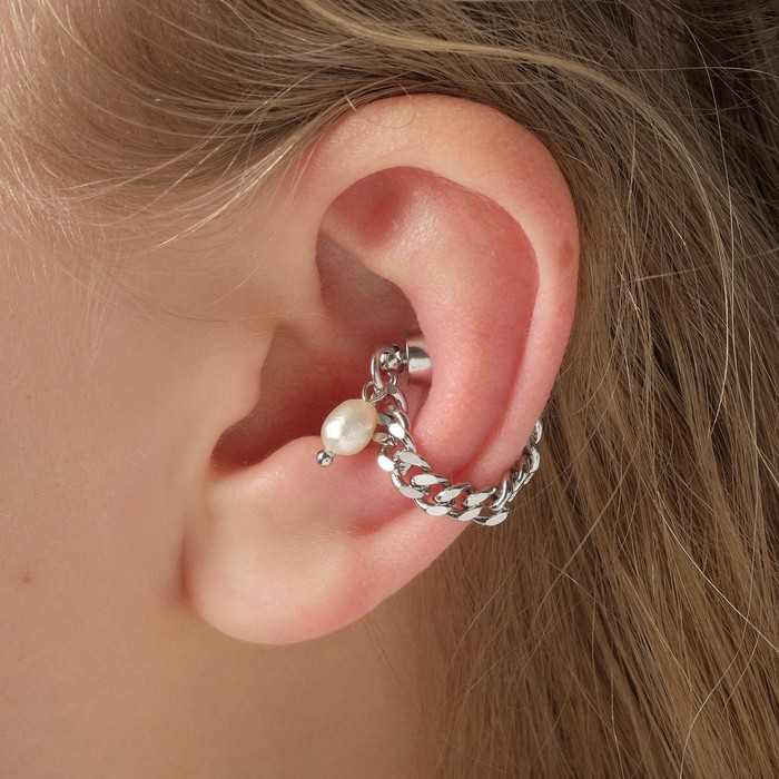 Серьга "Каффа" цепочка, на магните, цвет белый в серебре 
Серьга "Каффа" цепочка, на магните, цвет белый в серебре