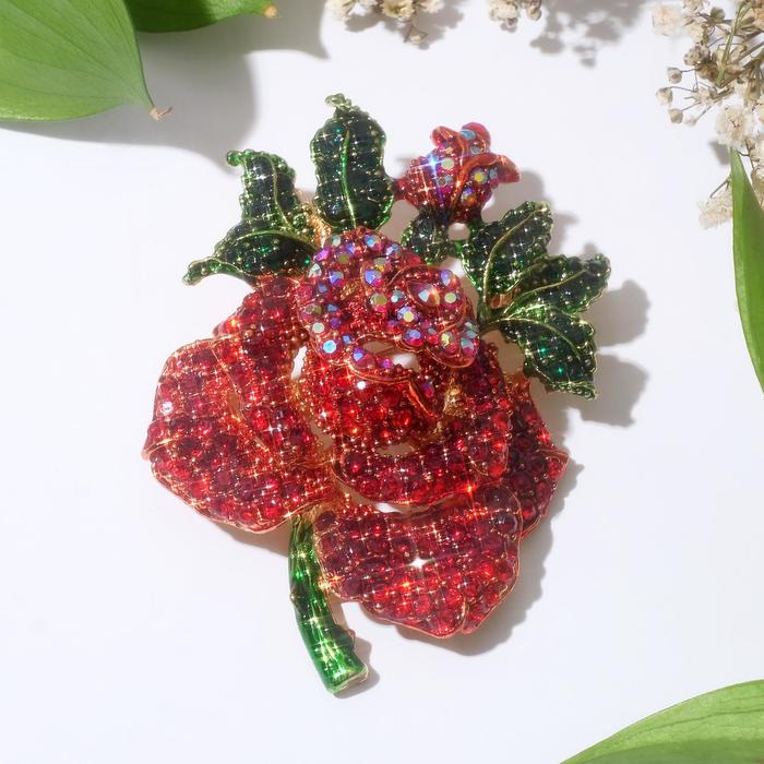 Брошь "Роза" пушистая с листами, цвет красно-зелёный в золоте
Брошь "Роза" пушистая с листами, цвет красно-зелёный в золоте