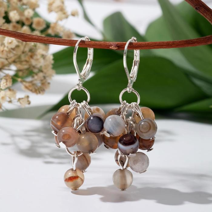 Серьги посеребрение шар №6 "Агат бразильский" гроздья, цвет серый
Серьги посеребрение шар №6 "Агат бразильский" гроздья, цвет серый