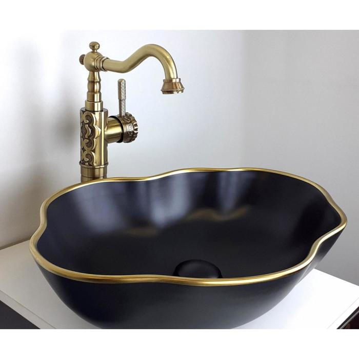 фото Раковина bronze de luxe 1395, 500х380 мм, без перелива, без отверстия под смеситель, черная 746347