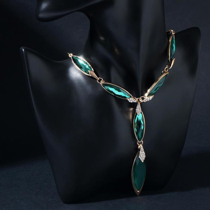 Колье "Вечернее" листик, цвет бело-изумрудный в золоте
Колье "Вечернее" листик, цвет бело-изумрудный в золоте