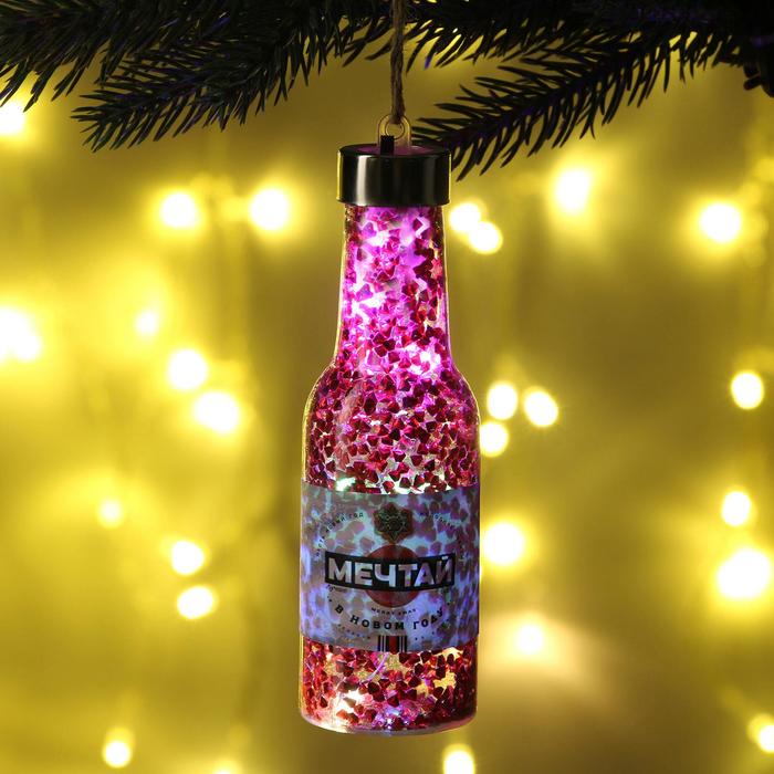 фото Подвеска - бутылка с гирляндой «мечтай» зимнее волшебство