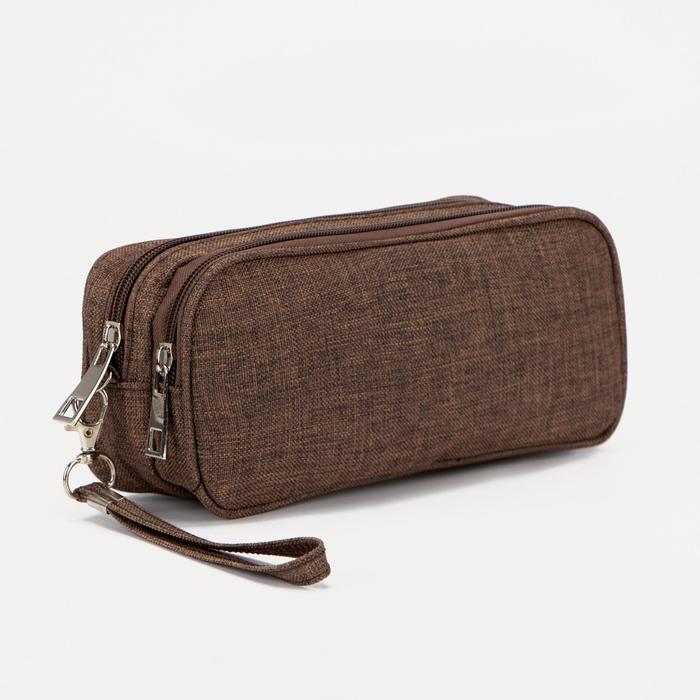 Косметичка, 2 отдела на молниях, цвет коричневый
Косметичка, 2 отдела на молниях, цвет коричневый