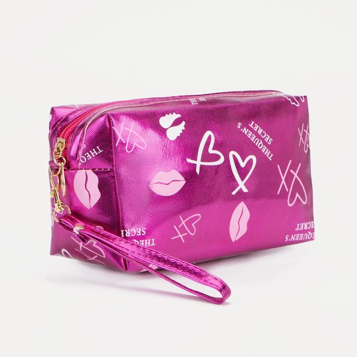 фото Косметичка дор l-1805 губки, 18*8*11, отд на молнии, c ручкой, малиновый