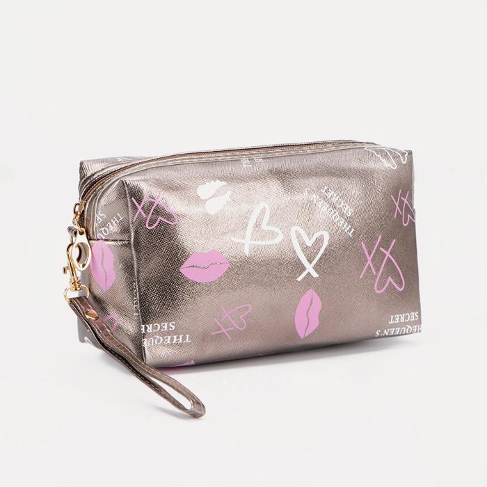 фото Косметичка дор l-1805 губки, 18*8*11, отд на молнии, c ручкой, бронзовый