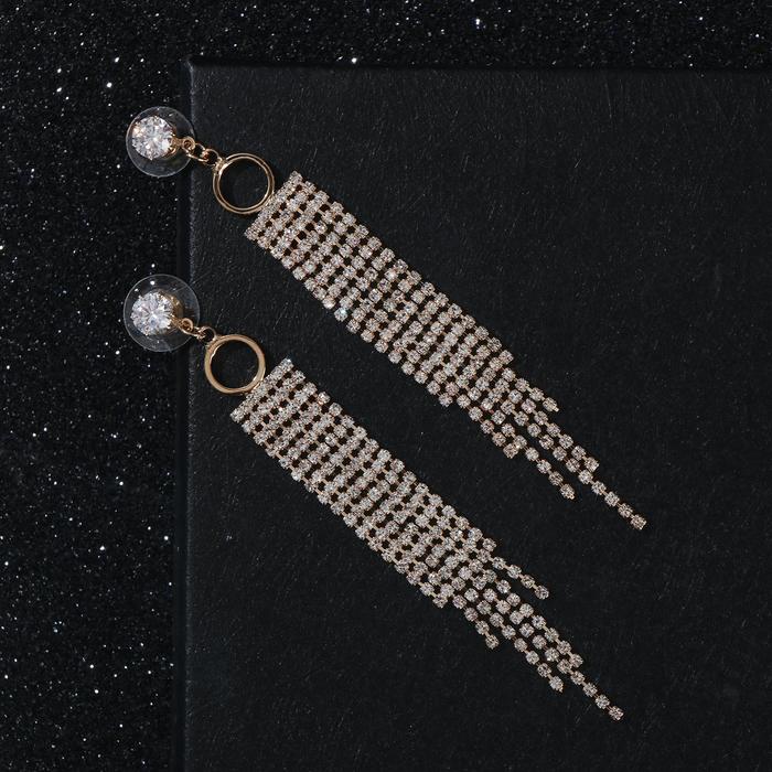 Серьги со стразами "Голливуд" водопад на кольце, цвет белый в золоте
Серьги со стразами "Голливуд" водопад на кольце, цвет белый в золоте