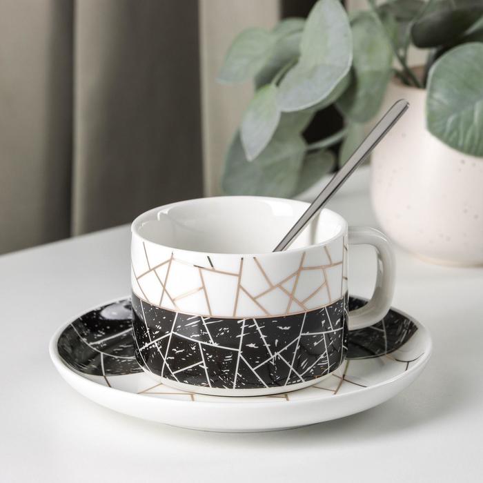 Кофейная пара с ложкой «Штрихи», чашка 240 мл, блюдце d=15,5 см, цвет чёрный
Кофейная пара с ложкой «Штрихи», чашка 240 мл, блюдце d=15,5 см, цвет чёрный