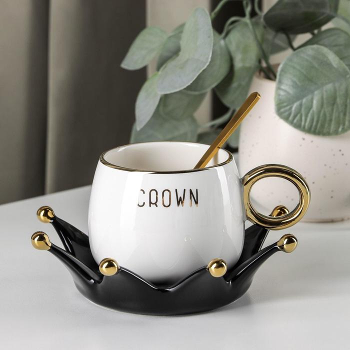 Кофейная пара с ложкой «Корона», чашка 240 мл, блюдце d=14 см, цвет бело-чёрный
Кофейная пара с ложкой «Корона», чашка 240 мл, блюдце d=14 см, цвет бело-чёрный