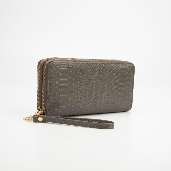 Кошелёк на молниях, с ручкой, цвет серый
Кошелёк на молниях, с ручкой, цвет серый
