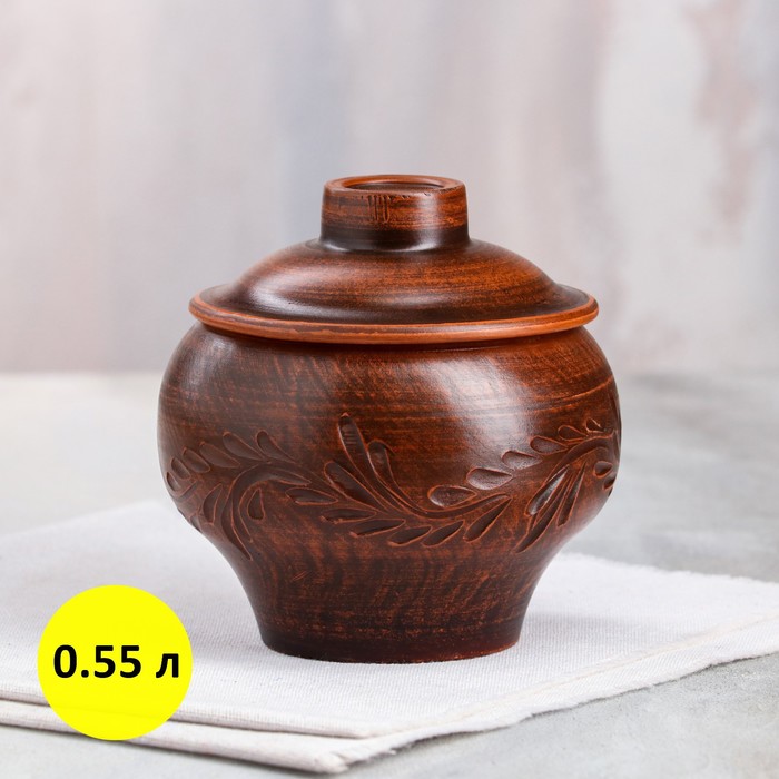 Горшок для запекания с крышкой "Волна", декор, красная глина, 0.55 л 
Горшок для запекания с крышкой "Волна", декор, красная глина, 0.55 л