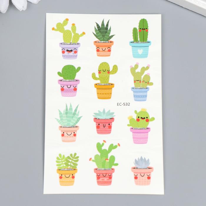 Татуировка на тело цветная "Кактусики" 12х7,5 см 
Татуировка на тело цветная "Кактусики" 12х7,5 см