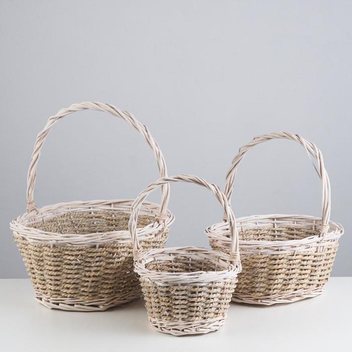 Набор корзин плетеных (ива), 38х31х16/38 см, 32х25х14/33 см, 26х19х12/28 см, 3 шт., натураль
Набор корзин плетеных (ива), 38х31х16/38 см, 32х25х14/33 см, 26х19х12/28 см, 3 шт., натураль