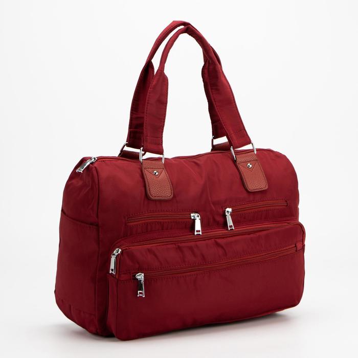 Сумка дорожная, отдел на молнии, 7 наружных карманов, цвет бордовый 
Сумка дорожная, отдел на молнии, 7 наружных карманов, цвет бордовый