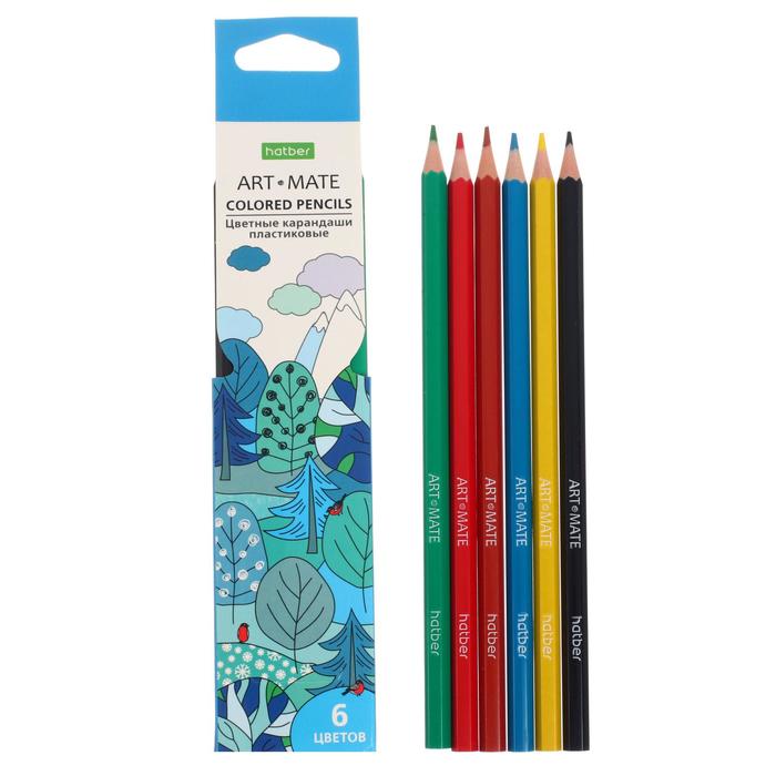 Карандаши цветные 6 цветов Mate, пластиковые, с европодвесом 
Карандаши цветные 6 цветов Mate, пластиковые, с европодвесом