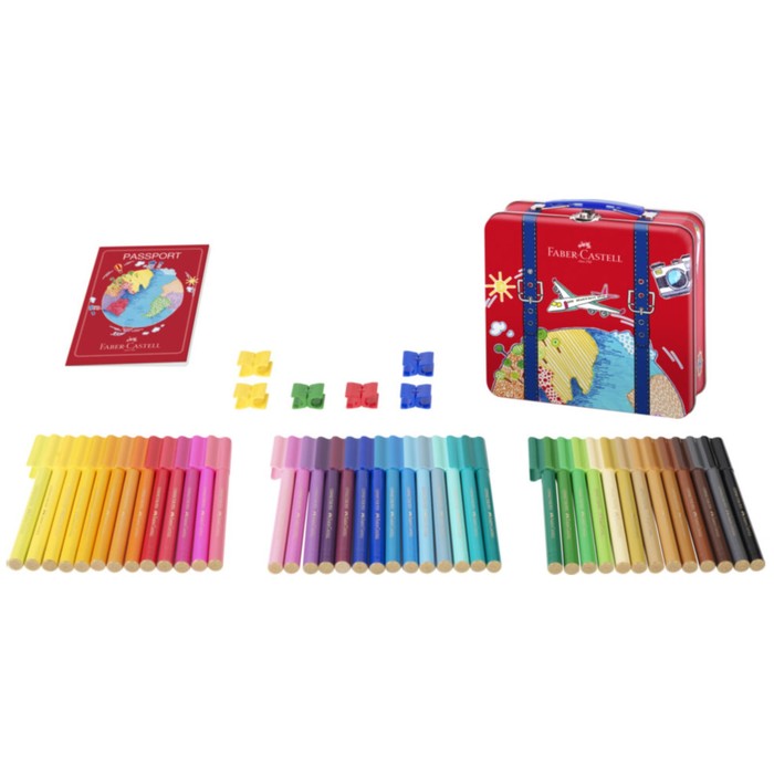 Фломастеры 40 цветов Faber-Castell Connector + 6 клипс + паспорт для раскрашивания, в металлической коробке
Фломастеры 40 цветов Faber-Castell Connector + 6 клипс + паспорт для раскрашивания, в металлической коробке