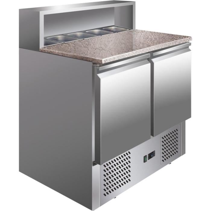 фото Холодильный стол viatto ps900sec, для пиццы, 0.27 квт, 285 л, +2 до +8°c, серебристый