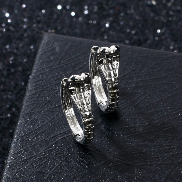 Серьги со стразами "Змея" кобра, цвет чёрный в серебре
Серьги со стразами "Змея" кобра, цвет чёрный в серебре