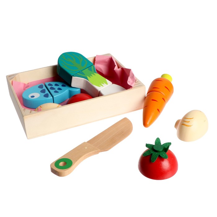 фото Игровой ящик с продуктами «овощи и рыба» 17х12,5х3,5 см