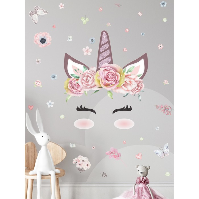 Интерьерные наклейки "Единорог с цветами" 37х43 см
Интерьерные наклейки "Единорог с цветами" 37х43 см