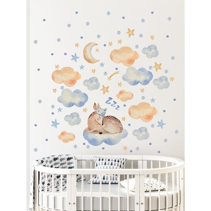 Интерьерные наклейки "Луна на звёздном небе" 25х100 см голубой
Интерьерные наклейки "Луна на звёздном небе" 25х100 см голубой