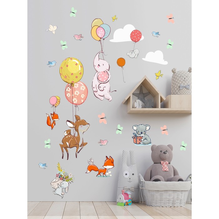 Интерьерные наклейки "Животные на воздушных шариках" 37х128 см разноцветный
Интерьерные наклейки "Животные на воздушных шариках" 37х128 см разноцветный