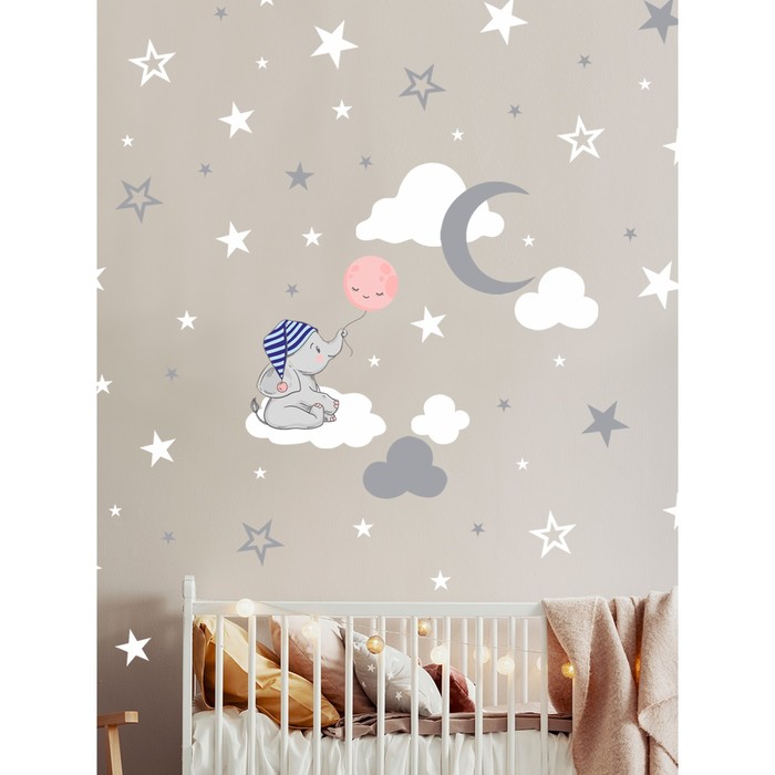 Интерьерные наклейки "Луна и звёзды" 25х100 см серый
Интерьерные наклейки "Луна и звёзды" 25х100 см серый