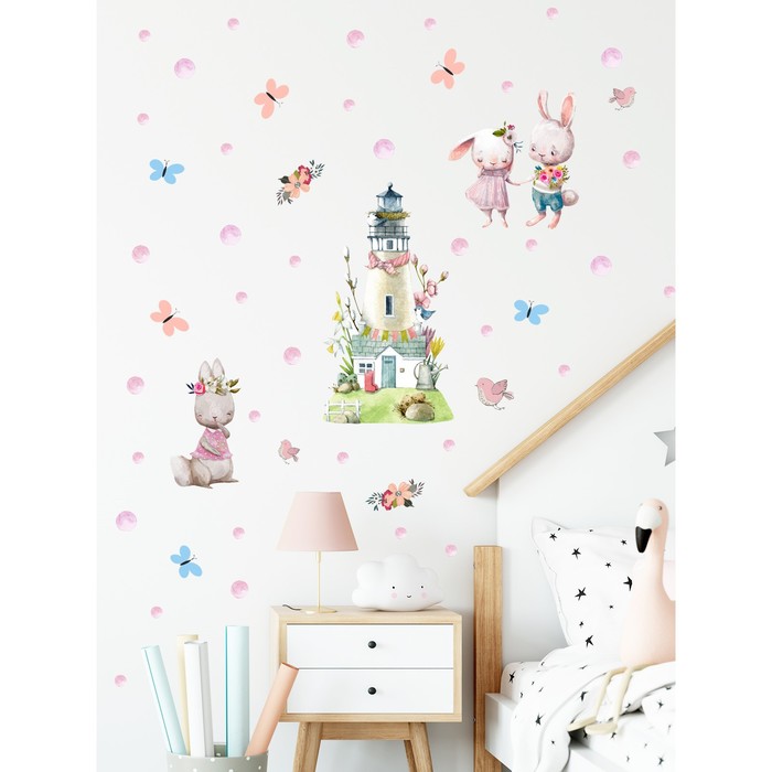Интерьерные наклейки "Маяк и зайчики" 25х90 см розовый
Интерьерные наклейки "Маяк и зайчики" 25х90 см розовый