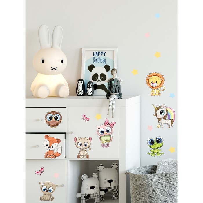 Интерьерные наклейки "Милые животные" 15х30 см разноцветный
Интерьерные наклейки "Милые животные" 15х30 см разноцветный
