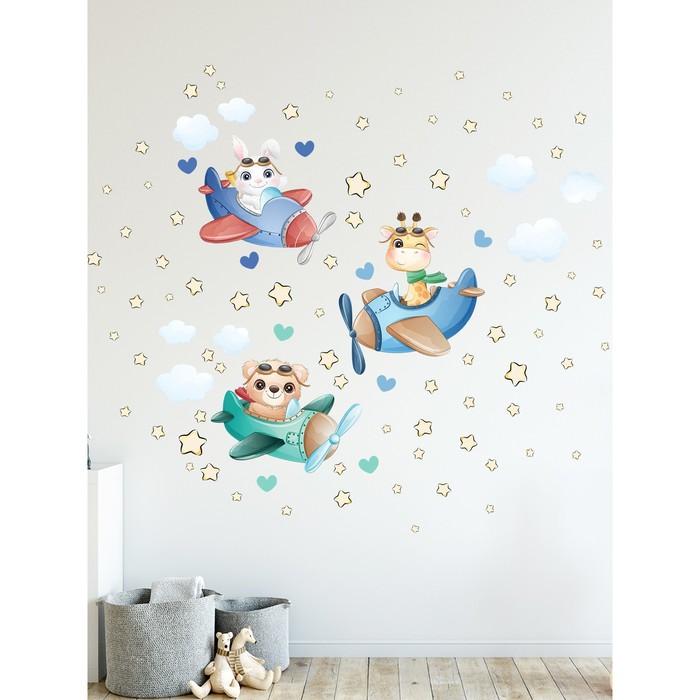 Интерьерные наклейки "Самолеты" 42х128 см разноцветный
Интерьерные наклейки "Самолеты" 42х128 см разноцветный