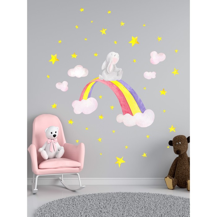 Интерьерные наклейки "Зайка и радуга" 38х119 см разноцветный
Интерьерные наклейки "Зайка и радуга" 38х119 см разноцветный