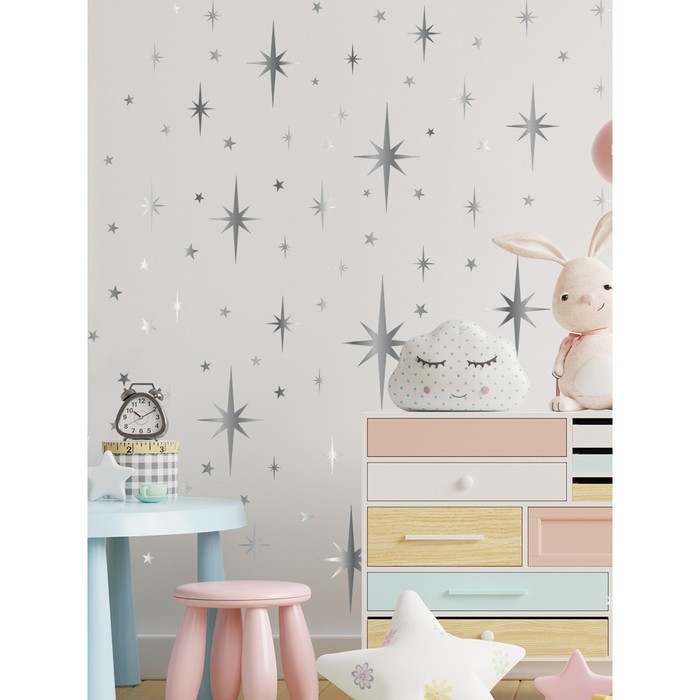 Интерьерные наклейки "Звезды" 15,5х120 см серебристый
Интерьерные наклейки "Звезды" 15,5х120 см серебристый