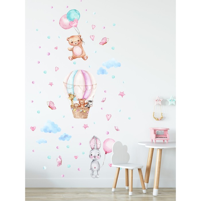 Интерьерные наклейки "Звери и воздушный шар" 38х130 см розовый
Интерьерные наклейки "Звери и воздушный шар" 38х130 см розовый